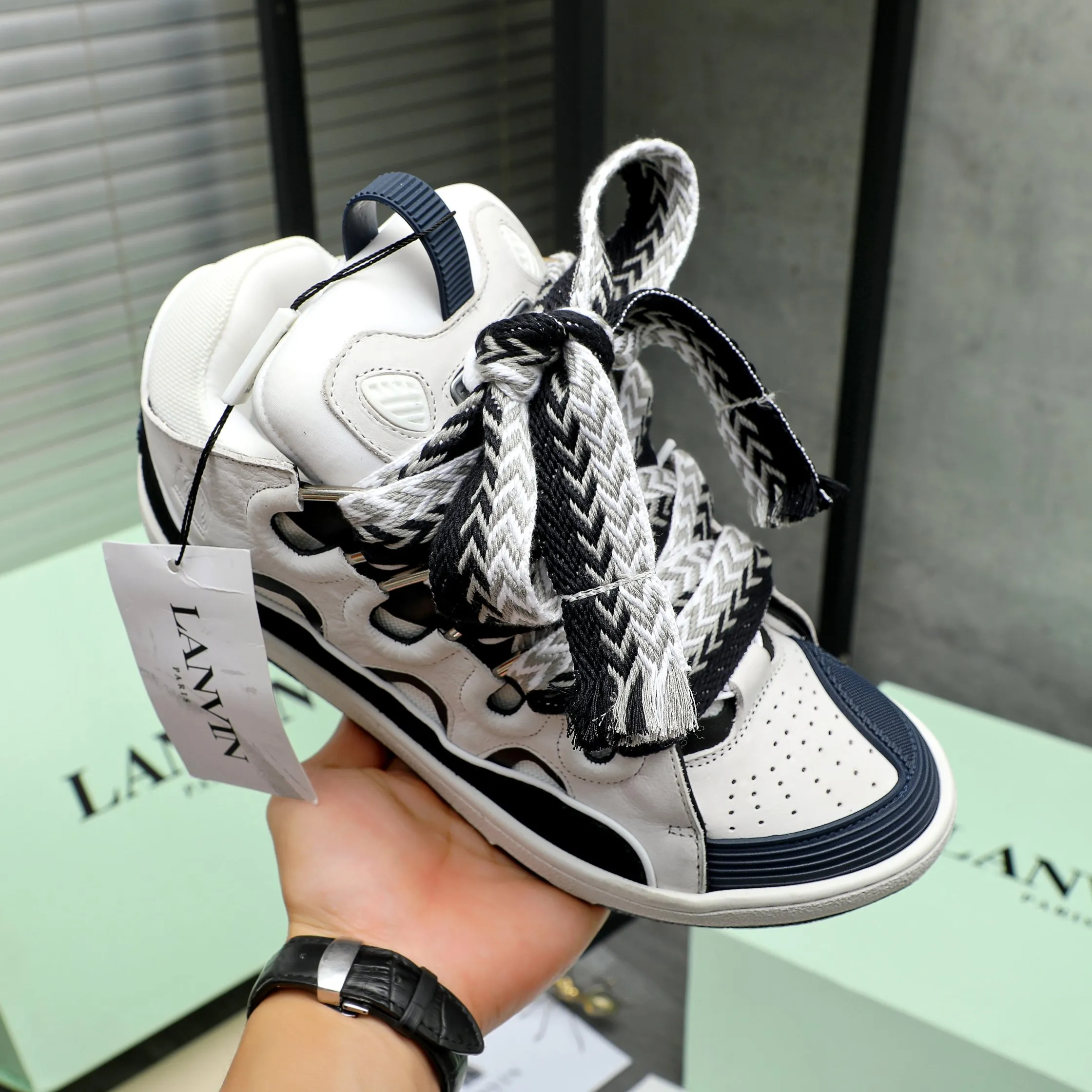 Men's shoes 💰740 [Lanvin] Lanvin high-end quality original couple's casual shoes - Upper: imported cowhide leather splicing breathable mesh - Inner lining: Lycra elastic lining - Outsole: original rubber outsole - Super high quality control·Fine workmanship: highlighted (high-end·luxury·grade) -Size: 36-45 (45 can be customized)